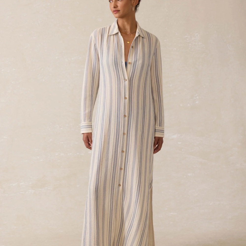 Faherty Dune Cotton Gauze Isla Shirtdress - Picture 3 of 5
